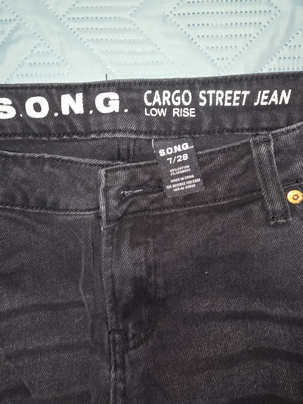 S.O.N.G. Black Relaxed Cargo Jeans - Low Rise